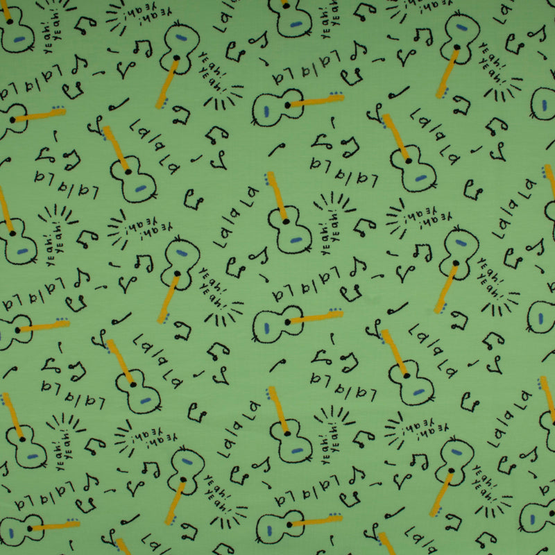 Cotton Lycra Knit Print - IMA-GINE F21 - Guitar - Green