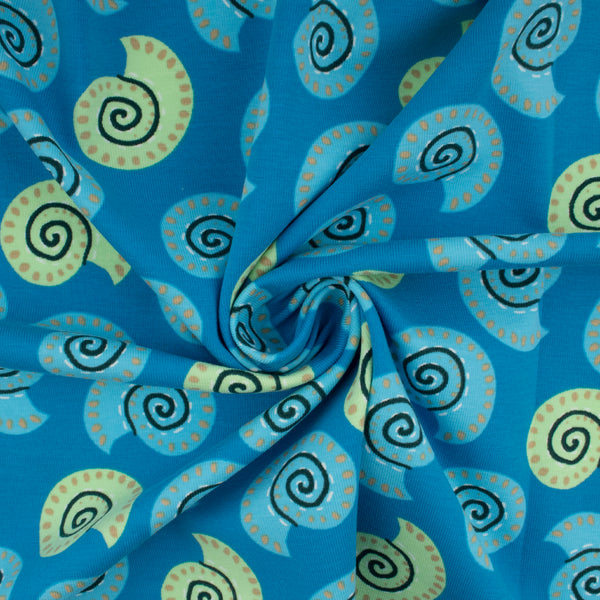 Cotton Lycra Knit Print - IMA-GINE F21 - Eggshell - Blue