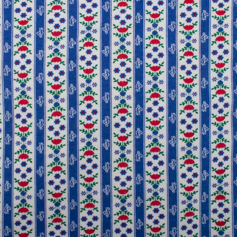 CHELSEA Flannelette Print - Stripes / Tulips - Blue