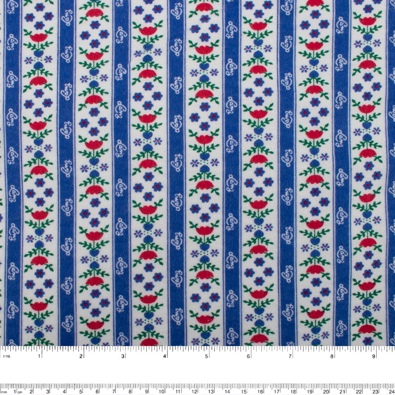 CHELSEA Flannelette Print - Stripes / Tulips - Blue