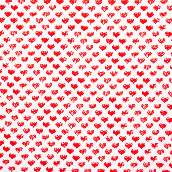 CHARLIE Printed Flannelette - Hearts - White / Red