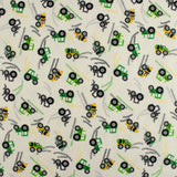 CHARLIE Printed Flannelette - Tractor - White