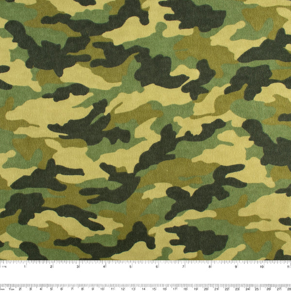 CHARLIE Printed Flannelette - Camouflage - Green