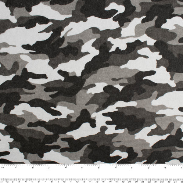 CHARLIE Printed Flannelette - Camouflage - Grey