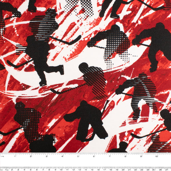 CHARLIE Printed Flannelette - Hockey - Red
