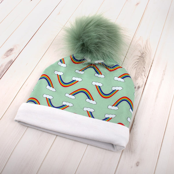 Printed double brushed knit - Rainbow - Mint