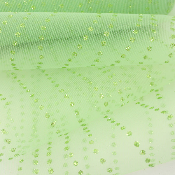 Lines Glitter Tulle Spool 6" - Lime