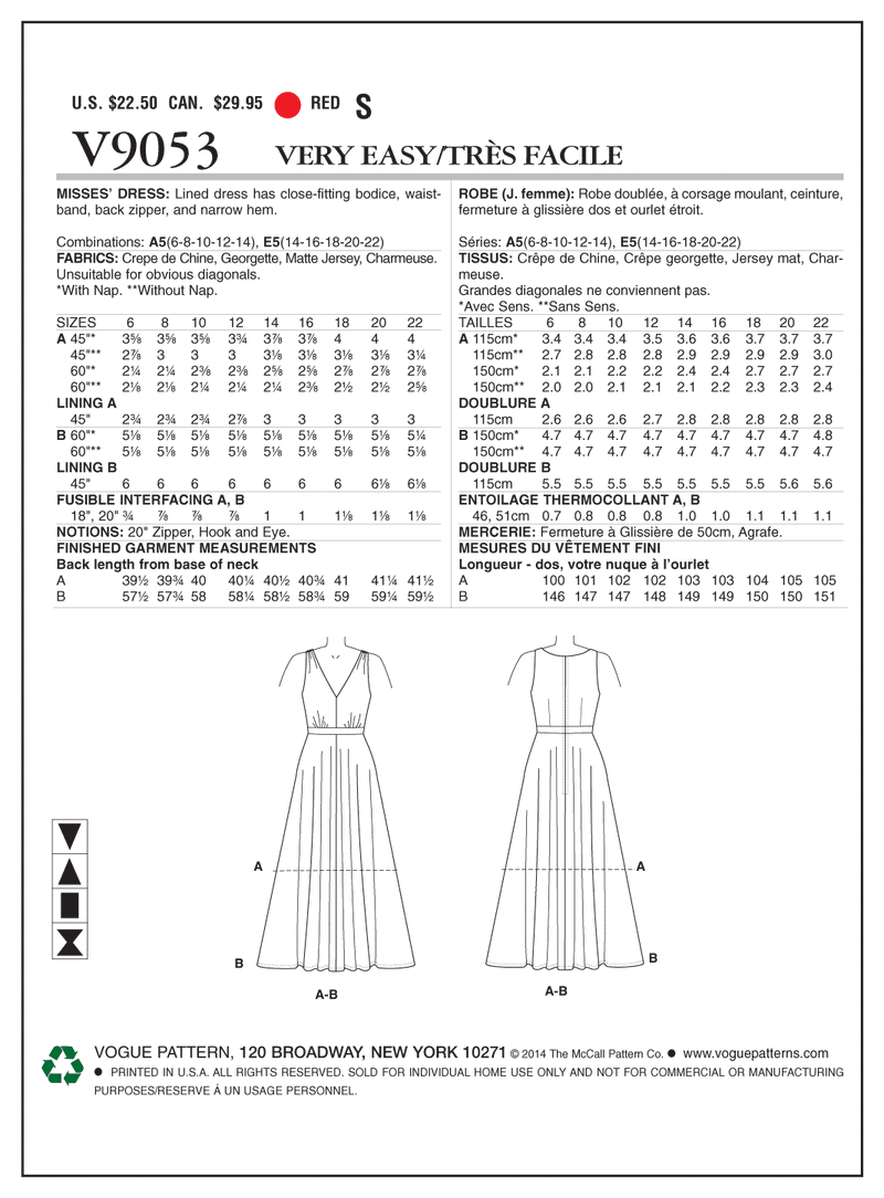V9053 Misses' Dress - Misses (Size: E5 (14-16-18-20-22))