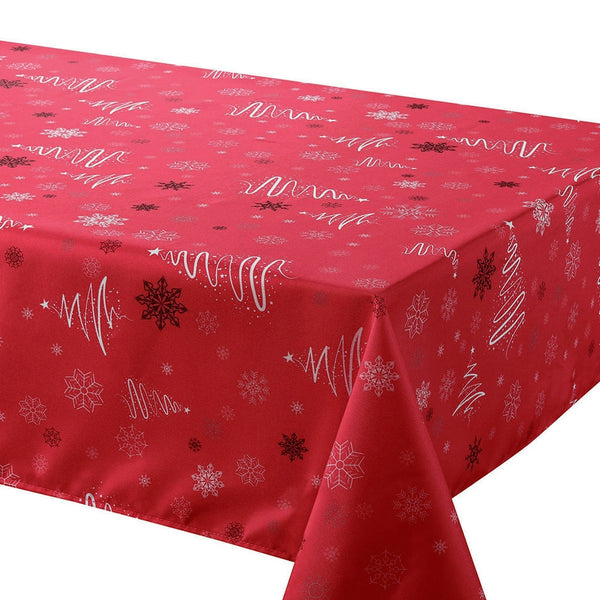 Tablecloth - Fancy Xmas Trees - Red - 70″ Round
