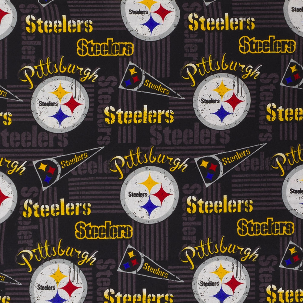 SALE Pittsburgh Steelers Fabric Remnant 24 Inches Cotton 