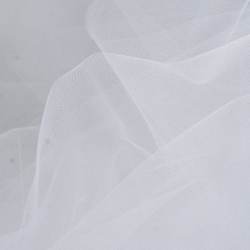 Point D'esprit Tulle Mesh Dot Netting Lace White 60 Wide Polyester Fabric  by the Yard (8457C-3D)
