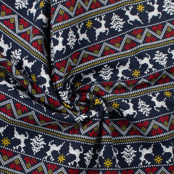 Wide Width Printed Flannel - 002 - Navy