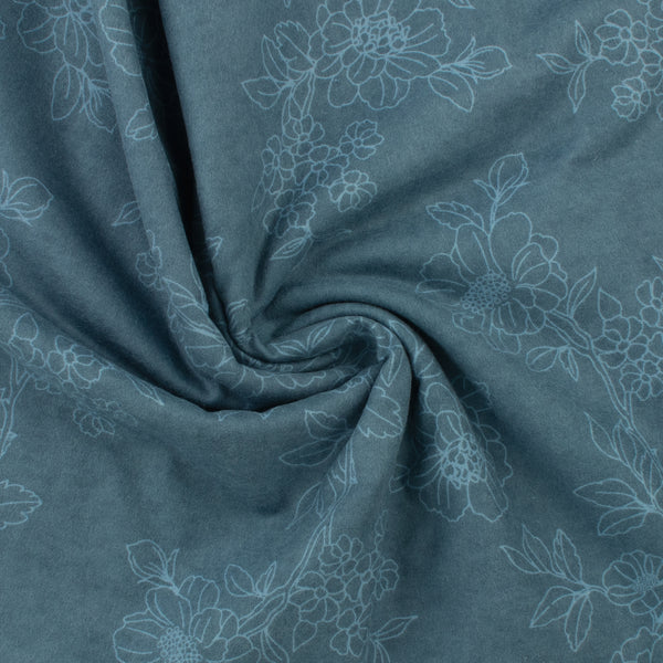 Wide Width Printed Flannel - 004 - Steel Blue