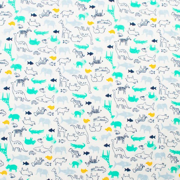 Wide Width Printed Flannel - 007 - White