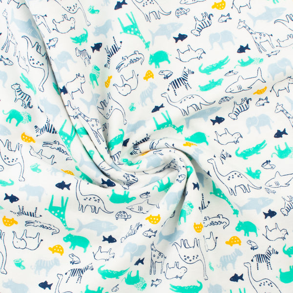 Wide Width Printed Flannel - 007 - White