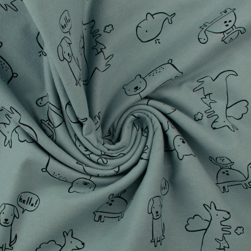 Wide Width Printed Flannel - 008 - Steel