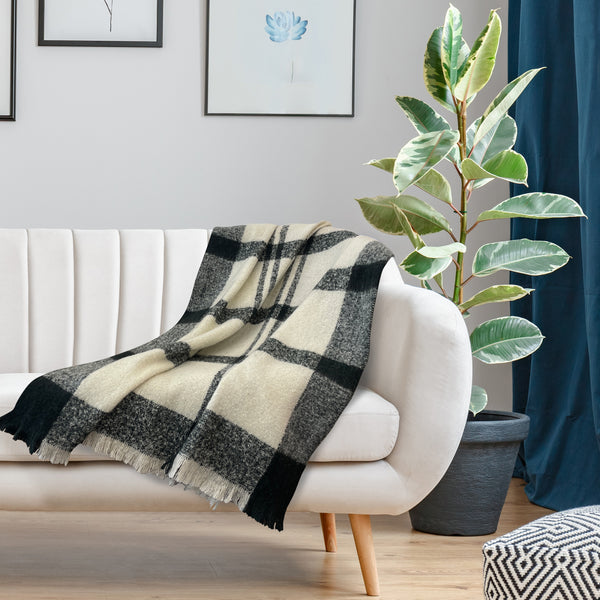 Decorative Throw - Halifax - Cream-Black - 50 x 60 in (127 x 152 cm)