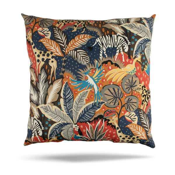 Decorative Outdoor Cushion - Floral - Black - 24 x 24''