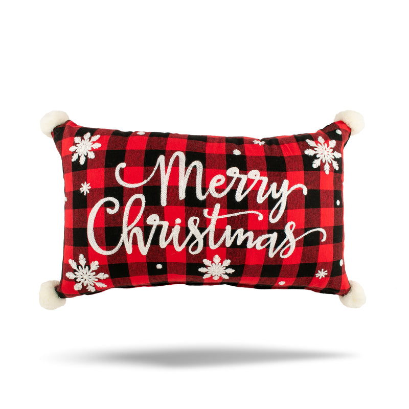 Decorative cushion cover - Merry Christmas - Red - 12 x 20''