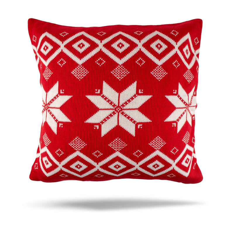 Decorative cushion cover - Snowflake - Red - 17 x 17''