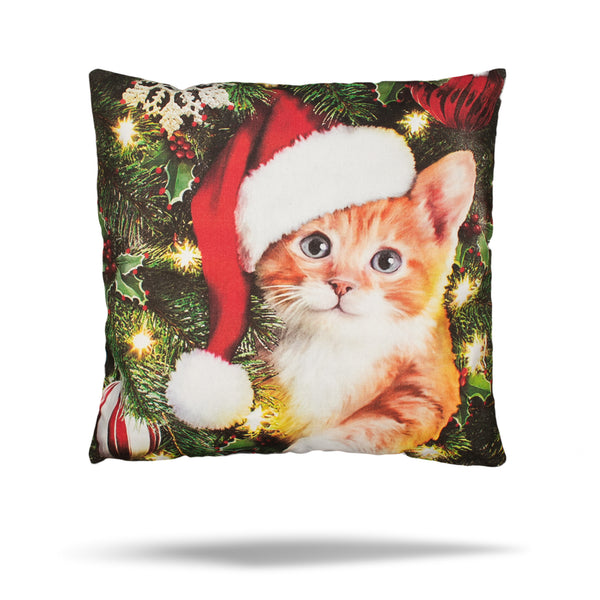 Decorative cushion cover - Christmas Cat - 17 x 17''