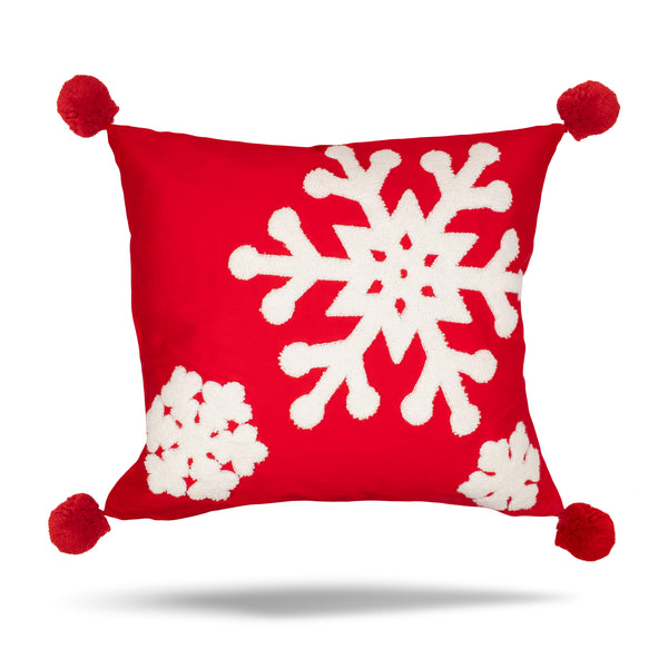 Decorative cushion cover - Snow Fun - Red - 17 x 17''