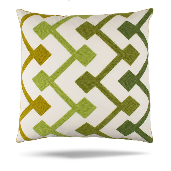 Embroidered Decorative cushion cover - 002 - Green - 18 x 18''