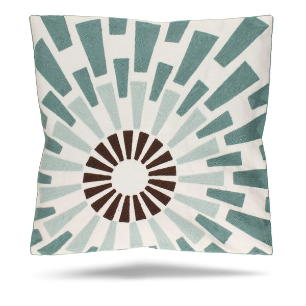 Embroidered Decorative cushion cover - 006 - Aqua - 17 x 17''