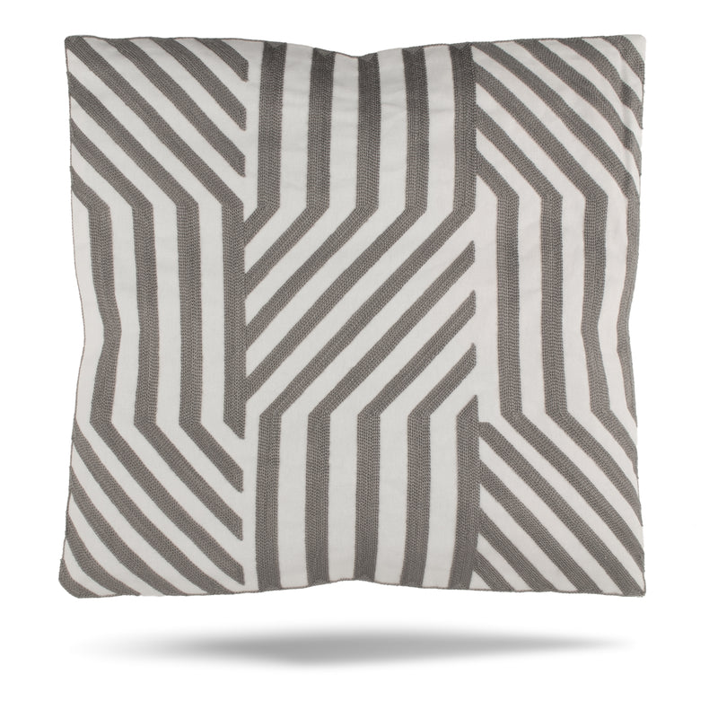 Embroidered Decorative cushion cover - 008 - Grey - 17 x 17''