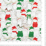 Coton imprimé - Noël des animaux II - 004 - Blanc