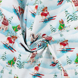 Coton imprimé - Noël des animaux II - 005 - Bleu Pâle