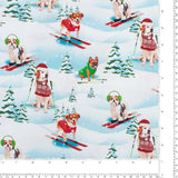 Coton imprimé - Noël des animaux II - 005 - Bleu Pâle