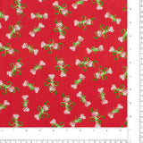 Coton imprimé - Noël des animaux II - 008 - Rouge