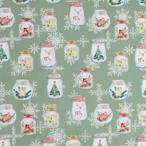 Printed Cotton - Natural Holiday - 003 - Sage