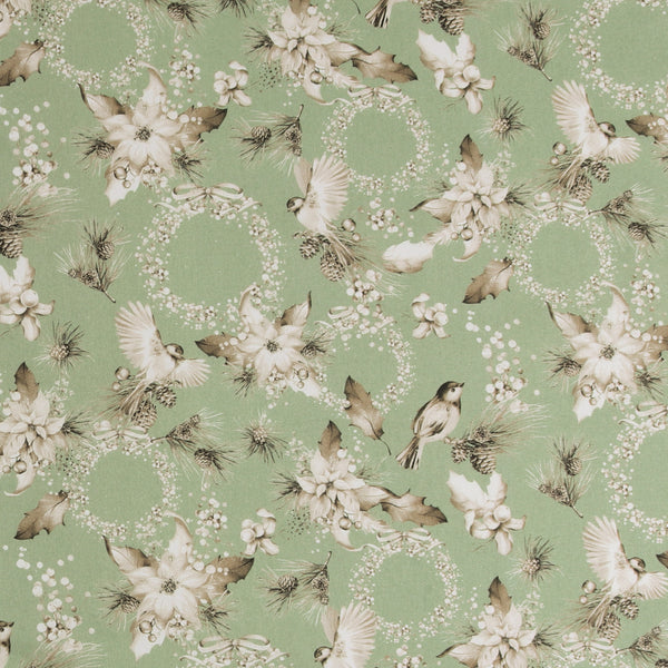 Printed Cotton - Natural Holiday - 005 - Sage