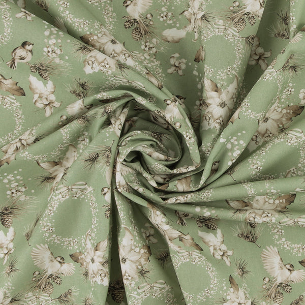Printed Cotton - Natural Holiday - 005 - Sage