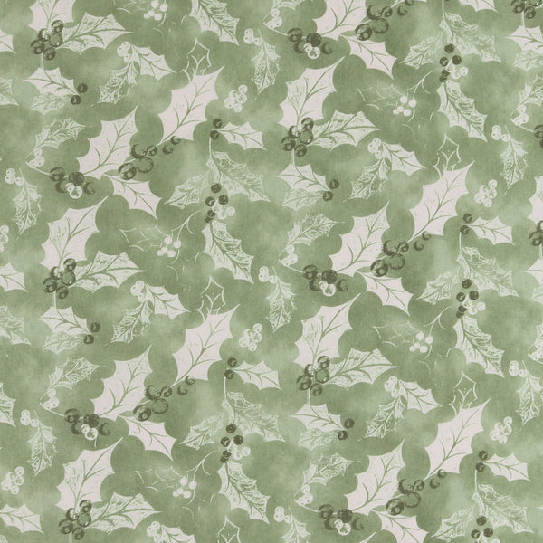Printed Cotton - Natural Holiday - 009 - Sage