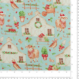 Coton imprimé - Ferme festive - 001 - Bleu Pâle