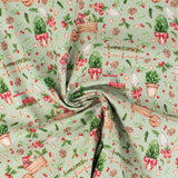 Coton imprimé - Ferme festive - 002 - Sauge