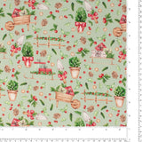 Coton imprimé - Ferme festive - 002 - Sauge