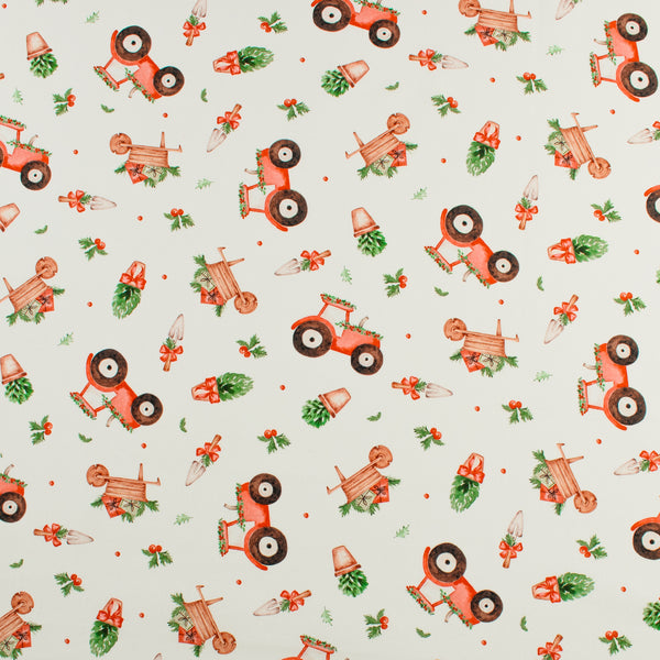 Printed Cotton - Festive Farm - 003 - White
