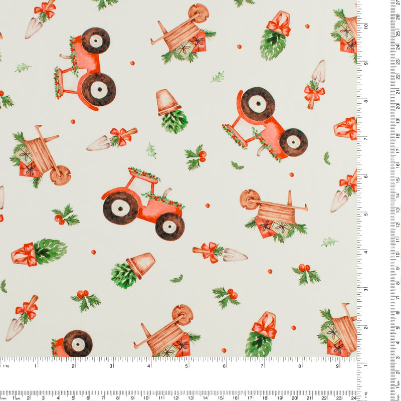 Coton imprimé - Ferme festive - 003 - Blanc