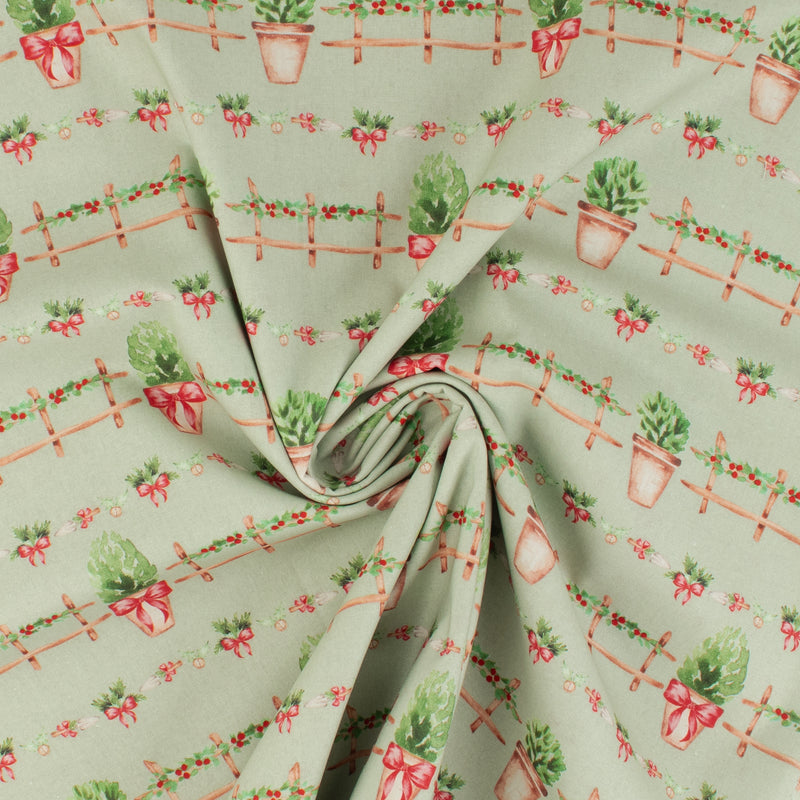 Coton imprimé - Ferme festive - 004 - Sauge