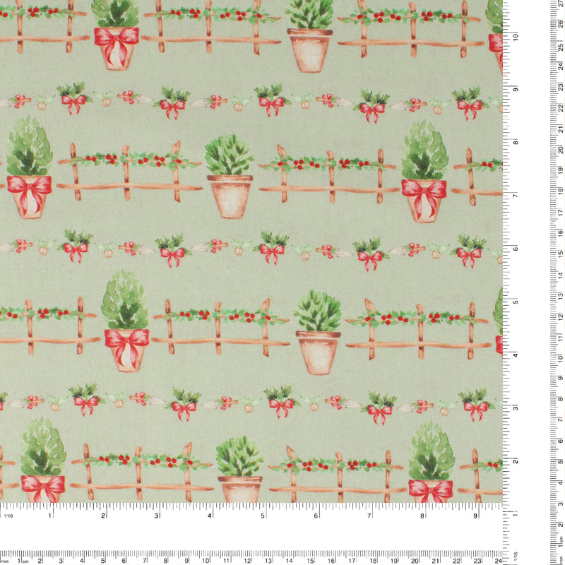 Coton imprimé - Ferme festive - 004 - Sauge