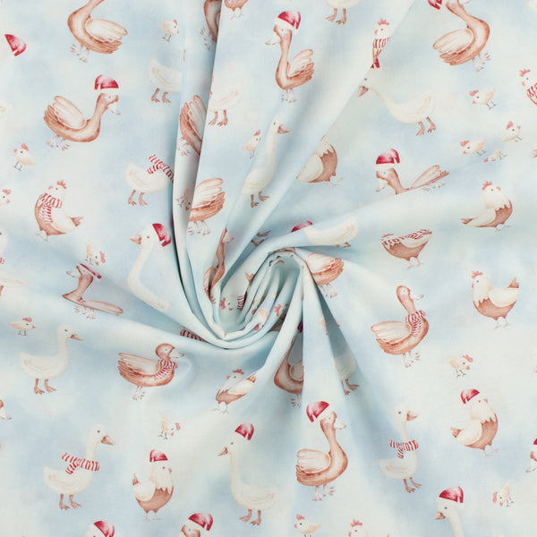 Printed Cotton - Festive Farm - 005 - Light Blue