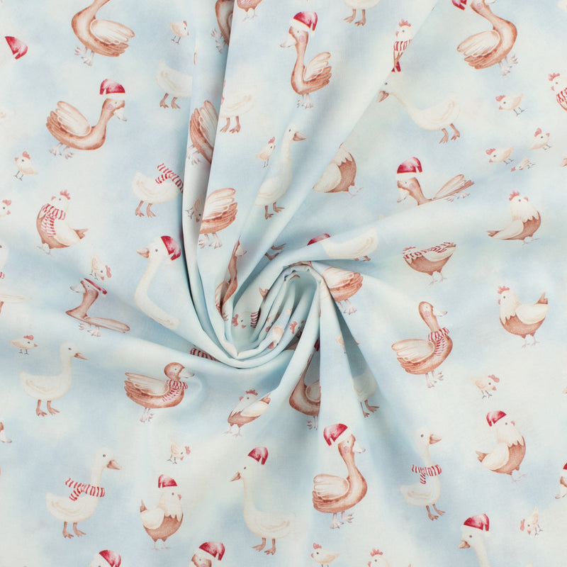 Coton imprimé - Ferme festive - 005 - Bleu Pâle