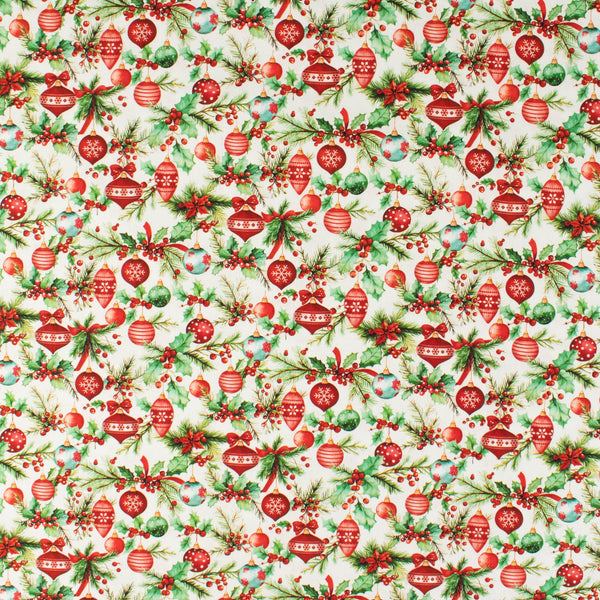 Printed Cotton - Holiday Joy - 010 - White