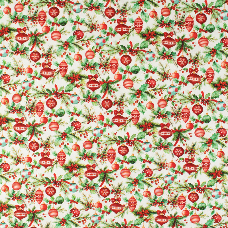 Printed Cotton - Holiday Joy - 010 - White