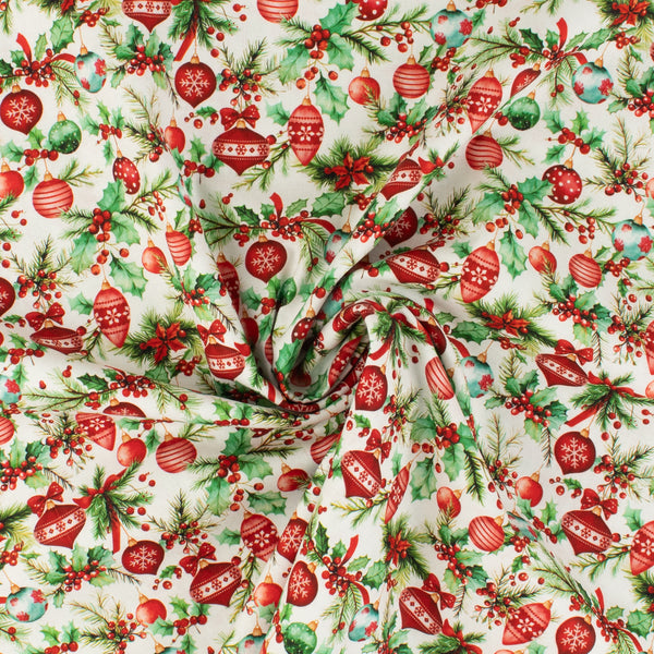 Printed Cotton - Holiday Joy - 010 - White
