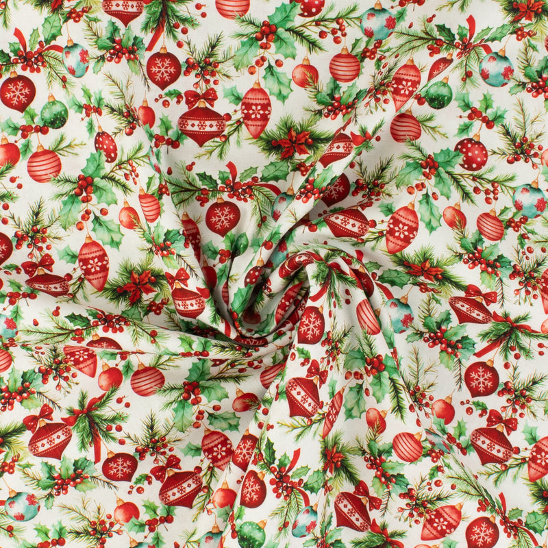 Printed Cotton - Holiday Joy - 010 - White